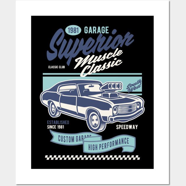 Muscle Car Classic, Vintage Retro Classic Wall Art by CoApparel